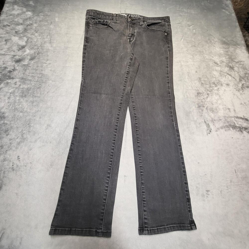 Mossimo Jeans Womens 10/30S Gray Mid-Rise Straight Dark Wash Stretch 5-Pocket